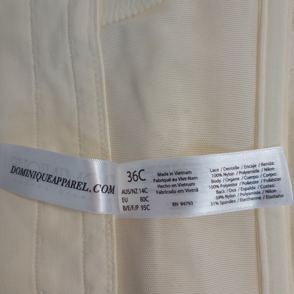 Dominique Colette Lace Strapless Bustier Corset Lingerie 8949 Color Ivory 36C - Picture 7 of 8